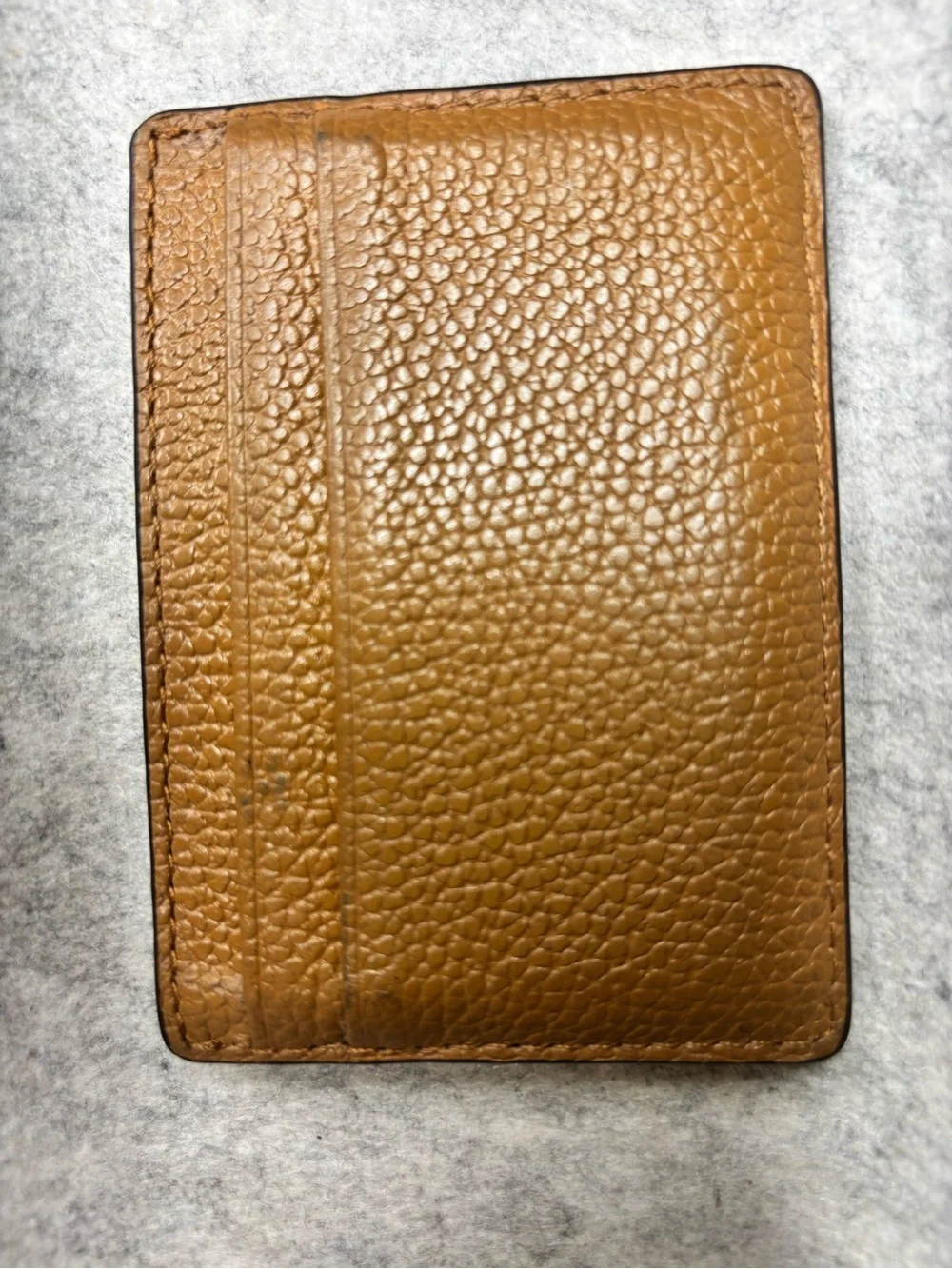 Michael Kors Brown Pebbled Leather Card Case with Gold Logo